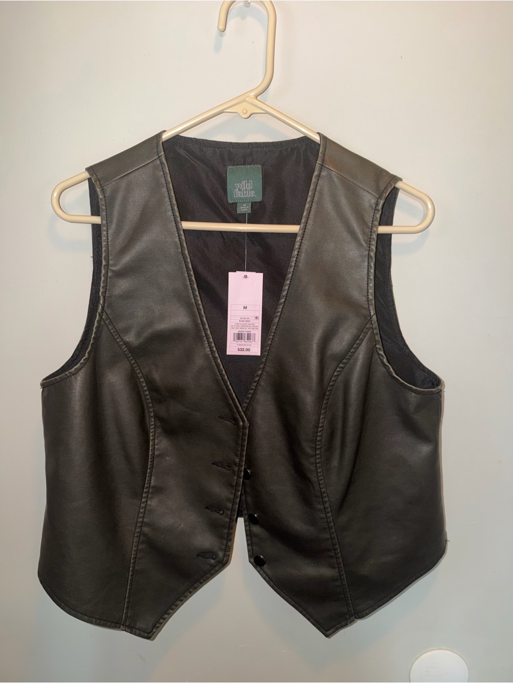 Black Faux Leather Vest - Women's